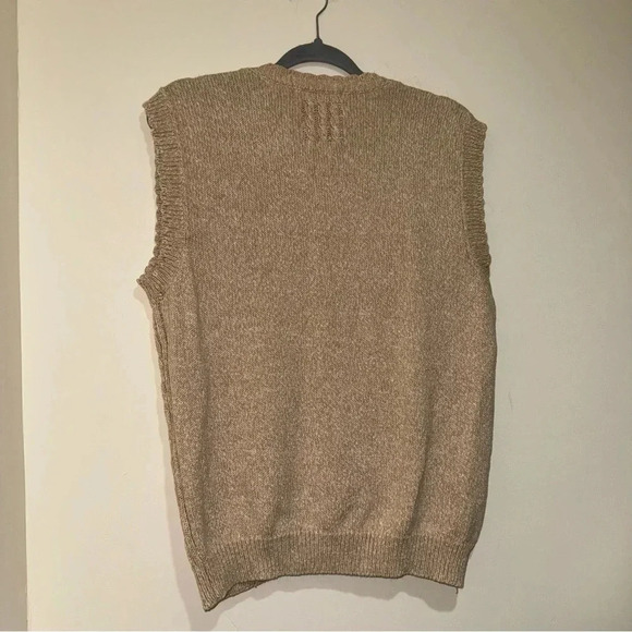 Women’s Vintage Floral Plaid Hand Embroidered Tan  Knitted Buttons Sweater Vest - Picture 11 of 14